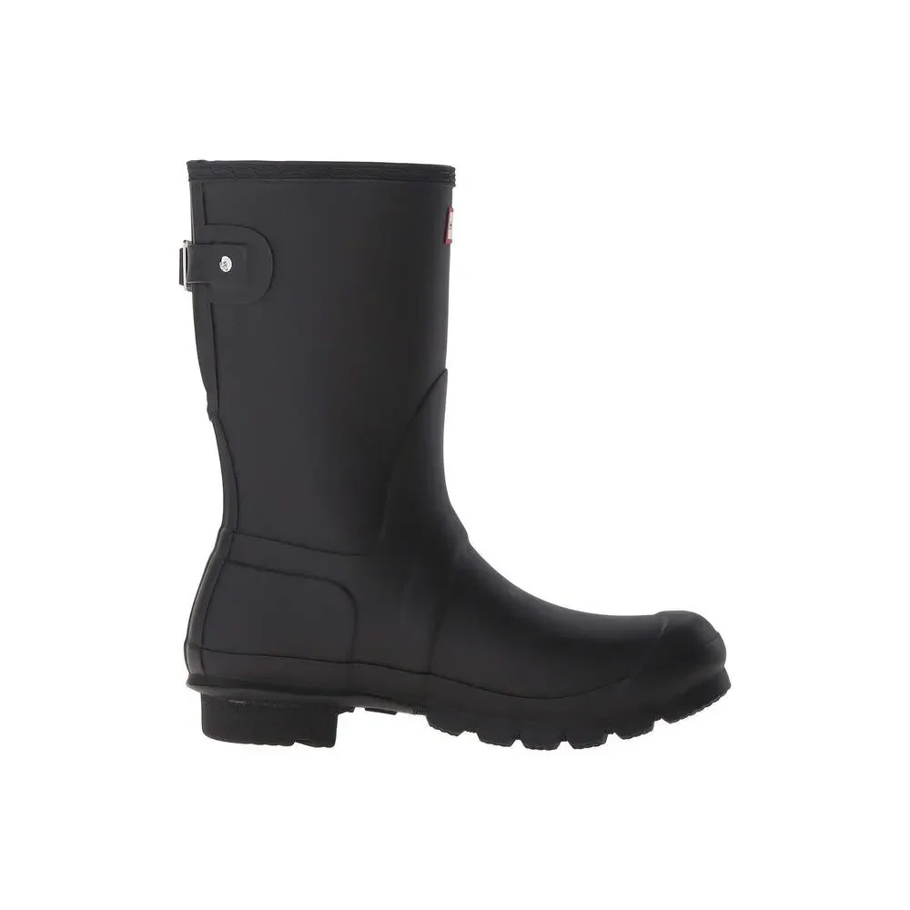 HUNTER ORIGINAL SHORT BACK ADJUSTABLE RAIN BOOTS BLACK 8 M